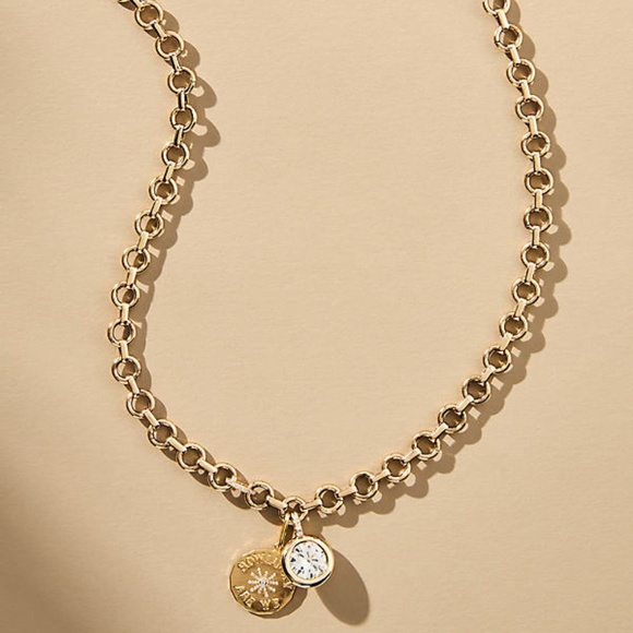 Anthropologie 14k Gold Plated Necklace and charms - Picture 1 of 4